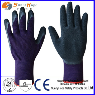 Crinkle finish Latex coated black cotton knitted safety gloves